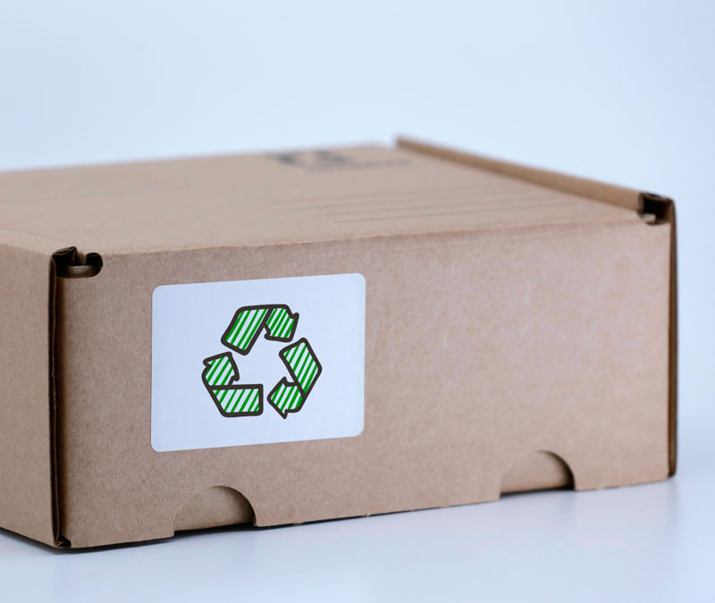 Picture of a box with recycling icon. About Moji Music Environmental policies